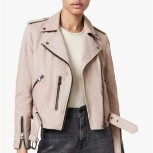 All Saints | Light Pink Leather Biker Jacket Size 0